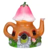 7" Flower Tea Pot House Solar Garden Statuary