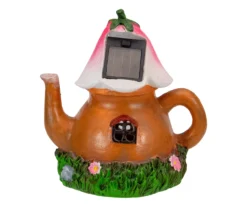 7" Flower Tea Pot House Solar Garden Statuary -Garden Oasis 810576143 4
