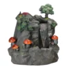 Northlight Home & Mushroom Near Waterfall Solar Polystone Fountain -Garden Oasis 810576146
