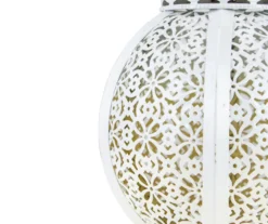 Northlight White Floral Cutout LED Solar Lantern -Garden Oasis 810576150 2