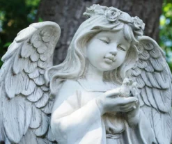 20.5" Angel Holding Bird Garden Statuary -Garden Oasis 810576181 2
