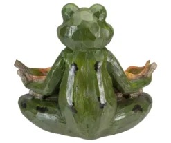 11.5" Sitting Frog & Leaf Birdfeeder Garden Statuary -Garden Oasis 810576189 4