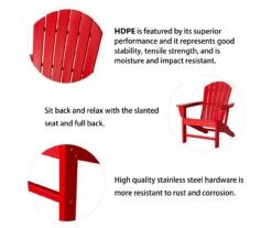 Glitzhome 5-Piece Adirondack Outdoor Chair & Coffee Table Set -Garden Oasis 810581949 5