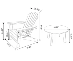 Glitzhome 5-Piece Adirondack Outdoor Chair & Coffee Table Set -Garden Oasis 810582012 7