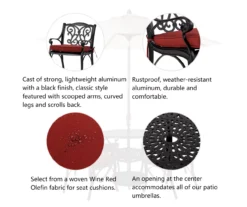Glitzhome 5-Piece Cast Aluminum Cushioned Patio Dining Set -Garden Oasis 810582319 6