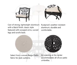 Glitzhome 5-Piece Cast Aluminum Cushioned Patio Dining Set -Garden Oasis 810582320 6