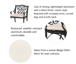 Glitzhome Cast Aluminum Cushioned Patio Dining Chairs, 2-Pack -Garden Oasis 810582321 5