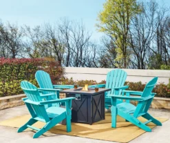 Glitzhome 5-Piece Adirondack Folding Chair & BTU Gas Fire Pit Table Set -Garden Oasis 810582383 2