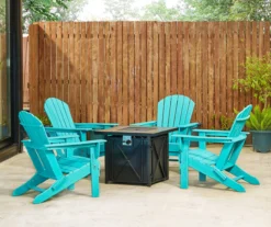 Glitzhome 5-Piece Adirondack Folding Chair & BTU Gas Fire Pit Table Set -Garden Oasis 810582383 3