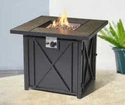 Glitzhome 5-Piece Adirondack Folding Chair & BTU Gas Fire Pit Table Set -Garden Oasis 810582383 4