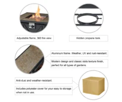 Glitzhome 5-Piece Adirondack Folding Chair & BTU Gas Fire Pit Table Set -Garden Oasis 810582383 5