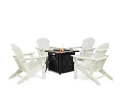 Glitzhome 5-Piece Adirondack Folding Chair & BTU Gas Fire Pit Table Set -Garden Oasis 810582384 1