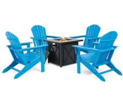 Glitzhome 5-Piece Adirondack Folding Chair & BTU Gas Fire Pit Table Set -Garden Oasis 810582385 1