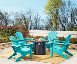 Glitzhome 5-Piece Adirondack Folding Chair & BTU Gas Fire Pit Table Set -Garden Oasis 810582387 2