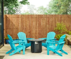 Glitzhome 5-Piece Adirondack Folding Chair & BTU Gas Fire Pit Table Set -Garden Oasis 810582387 3