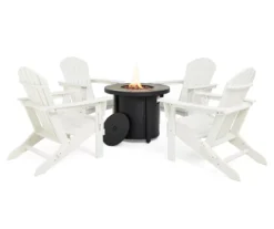 Glitzhome 5-Piece Adirondack Folding Chair & BTU Gas Fire Pit Table Set -Garden Oasis 810582388 1