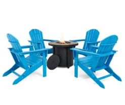 Glitzhome 5-Piece Adirondack Folding Chair & BTU Gas Fire Pit Table Set -Garden Oasis 810582389 1