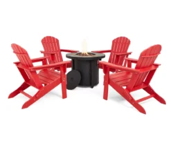 Glitzhome 5-Piece Adirondack Folding Chair & BTU Gas Fire Pit Table Set -Garden Oasis 810582390 1