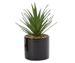 Artificial Succulent In Black Ceramic Pot