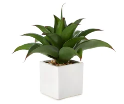 Artificial Succulent In Square White Ceramic Pot