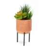 Artificial Succulent Arrangement In Terra-Cotta Pot & Metal Stand