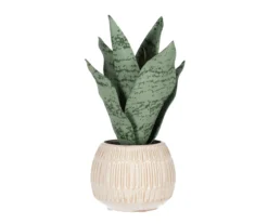 Artificial Snake Plant In Embossed Ceramic Pot