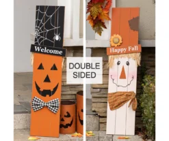 Pumpkin & Scarecrow Double Sided Leaner Decor -Garden Oasis 810587751 2