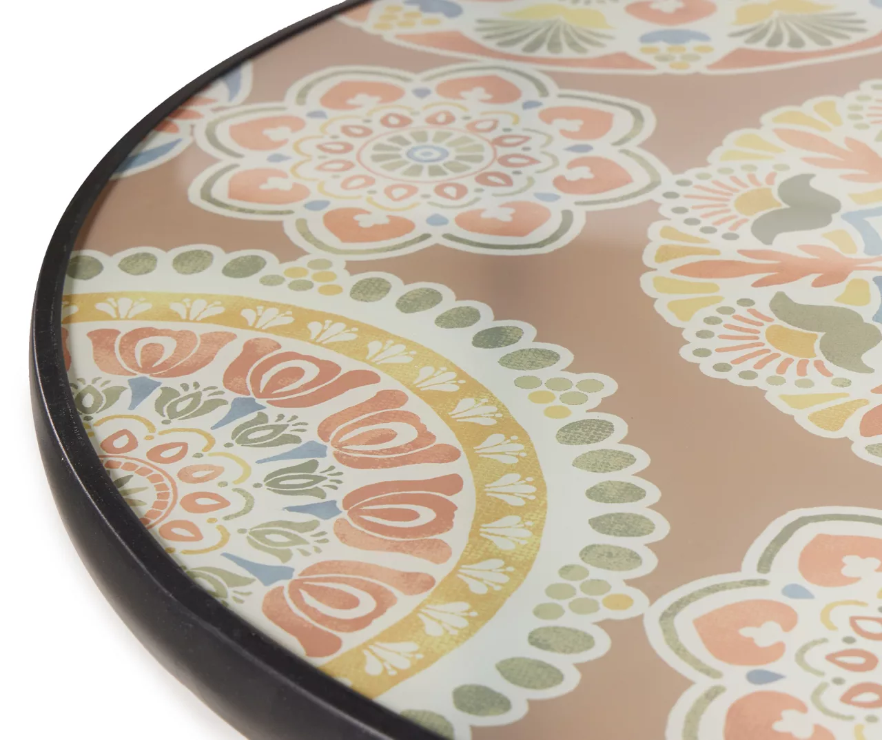 Brown & Green Medallion Tempered Glass Folding Patio Table 4 Brown & Green Medallion Tempered Glass Folding Patio Table - Image 2