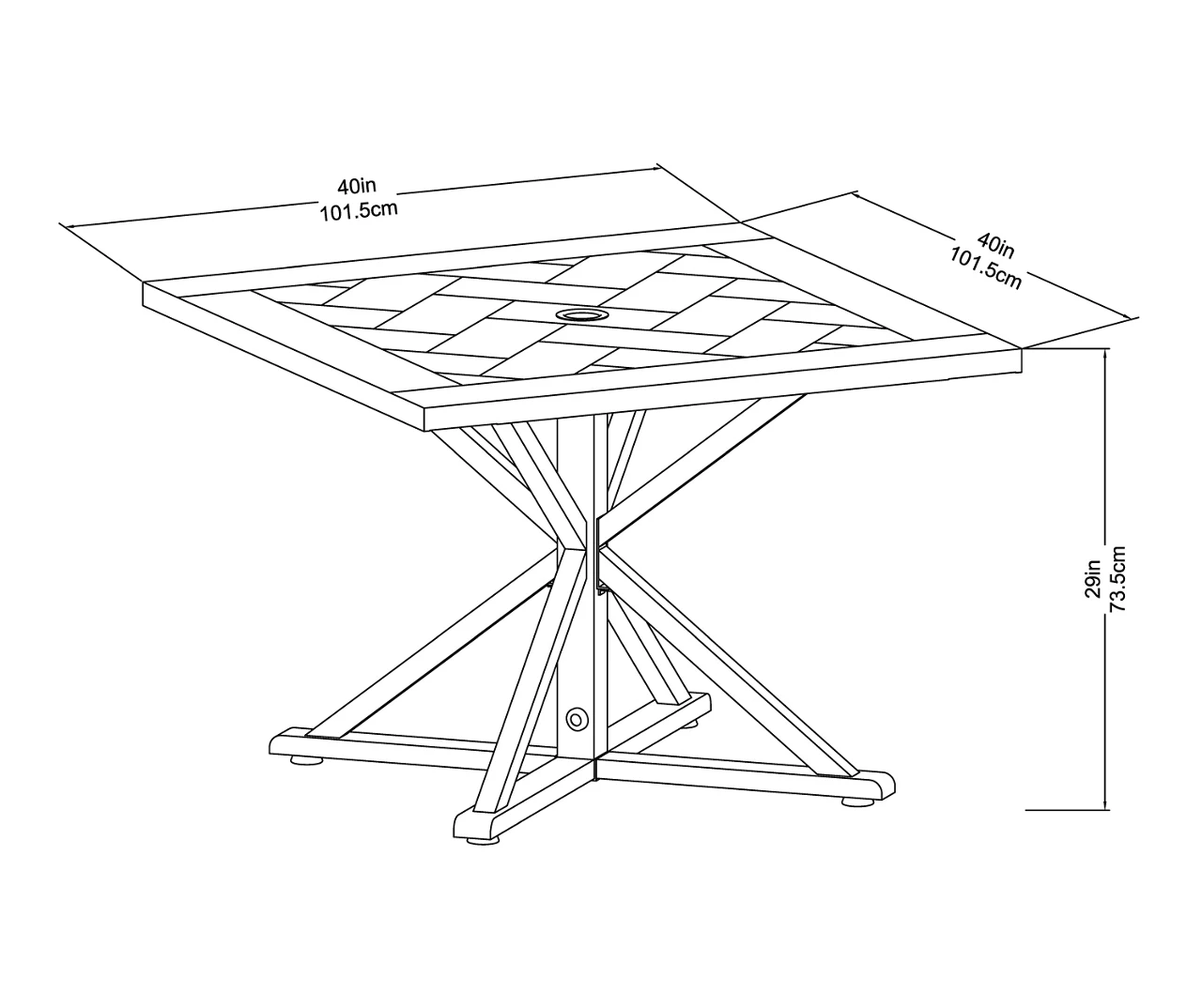 Pembroke Herringbone Top Steel Patio Dining Table 6 Pembroke Herringbone Top Steel Patio Dining Table - Image 4