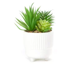 Artificial Succulent Arrangement In White Footed Pot