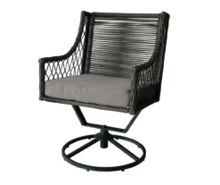 Real Living Arrow Ridge All-Weather Wicker Cushioned Patio Swivel Dining Chairs, 4-Pack