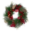 24" Green & Red Pine Berry Harvest Wreath -Garden Oasis 810590290