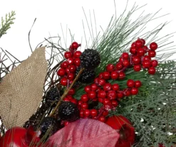 24" Green & Red Pine Berry Harvest Wreath -Garden Oasis 810590290 2