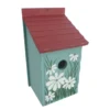 Blue & Red Daisy Hand Crafted Wood Birdhouse -Garden Oasis 810592569 A0