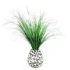 Green Tall Grass Arrangement With White & Black Floral Vase -Garden Oasis 810593170