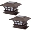Brown Finish LED Solar Post Cap Light Set, 2-Pack -Garden Oasis 810594406 A0 1