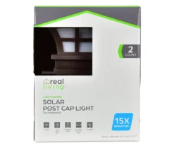 Brown Finish LED Solar Post Cap Light Set, 2-Pack -Garden Oasis 810594406 P0 1