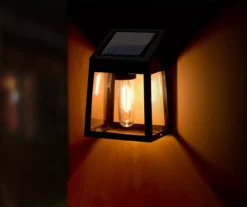 Black Filament LED Solar Wall Light Set, 2-Pack -Garden Oasis 810595510 B0 1 1