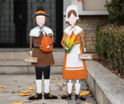 36" Pilgrim Man & Woman Metal Yard Stake Set -Garden Oasis 810596299 2