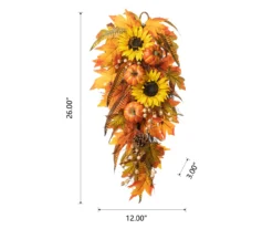26" Sunflower, Pumpkin & Leaf Teardrop Wreath -Garden Oasis 810596394 5