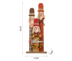 "Welcome" Scarecrow Family & Light-Up Wreath Decor -Garden Oasis 810596416 6