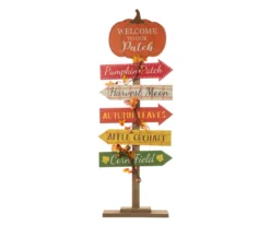 "Welcome To Our Patch" Pumpkin Directional Sign Decor