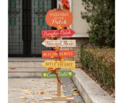 "Welcome To Our Patch" Pumpkin Directional Sign Decor -Garden Oasis 810596417 3