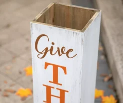 "Welcome" & "Give Thanks" Double Sided Box Sign -Garden Oasis 810596418 4