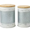 Galvanized Steel & White 2-Piece Metal Storage Stool Set -Garden Oasis 810596862 1