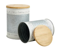 Galvanized Steel & White 2-Piece Metal Storage Stool Set -Garden Oasis 810596862 7