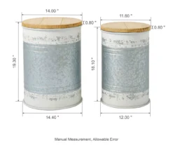 Galvanized Steel & White 2-Piece Metal Storage Stool Set -Garden Oasis 810596862 9