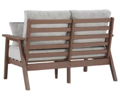 Emmeline Wood Look Cushioned Patio Loveseat -Garden Oasis 810599349 5