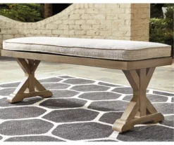 Beachcroft Wood Look Cushioned Patio Dining Bench -Garden Oasis 810599435 1