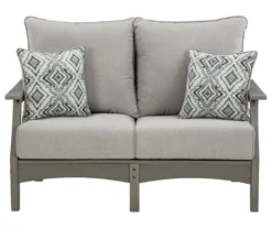 Visola Wood Look Cushioned Patio Loveseat